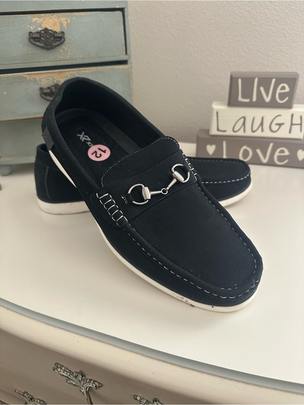Men's Black Slip-On Loafers with Silver Bit Accent